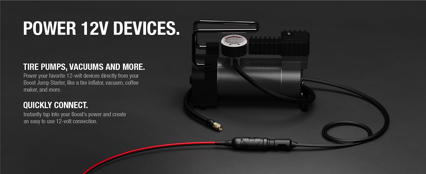 Power 12V devices. Power 12V devices like tire inflators, vacuums and more.