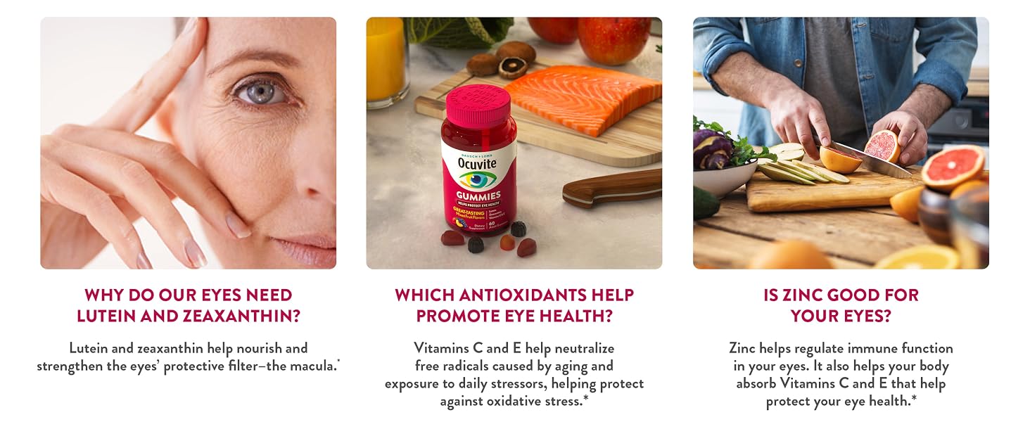 Ocuvite Gummies provide lutein/zeaxanthin, Vitamincs C&amp;amp;E and zinc