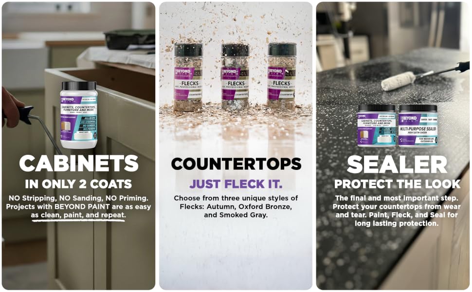 Beyond Paint Cabinet Furniture Countertops No Prime Sanding Stripping Low VOC Matte Metallic Easy