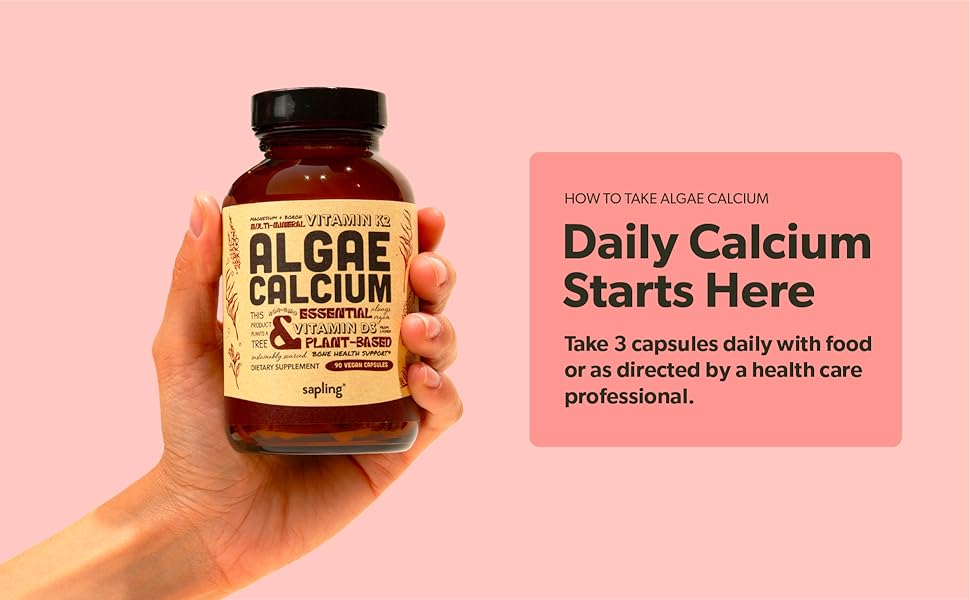 sapling daily algae calcium, glass bottle