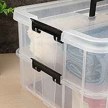 2-Tiers Stack Carry Storage Box With Handle