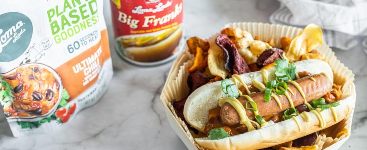 Loma Linda big franks and plant based goodness