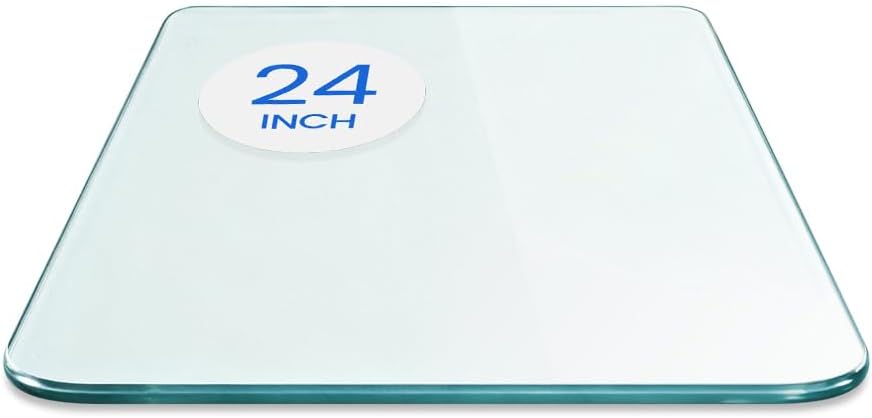 16 inch Square Glass Table Top - Tempered - 1/2" Thick Glass Surface, Safe Beveled Edge, Eased Corners, Multipurpose for Dining Table, Patio, Coffee and End Table
