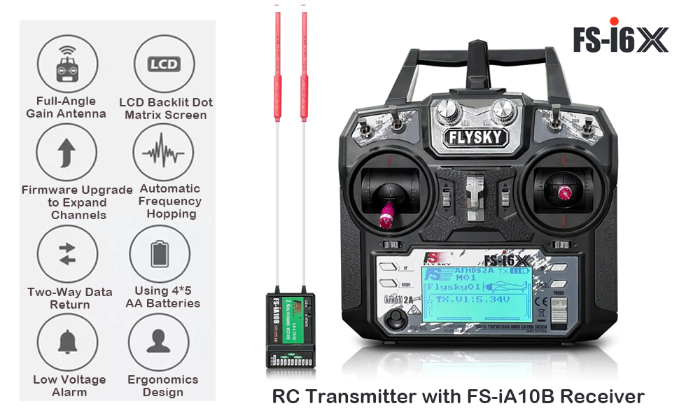 Flysky FS-i6X RC Transmitter with FS-iA10B Receiver