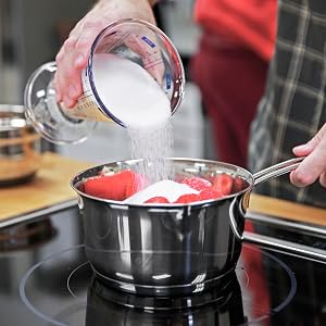 mini saucepan with fruit for jam