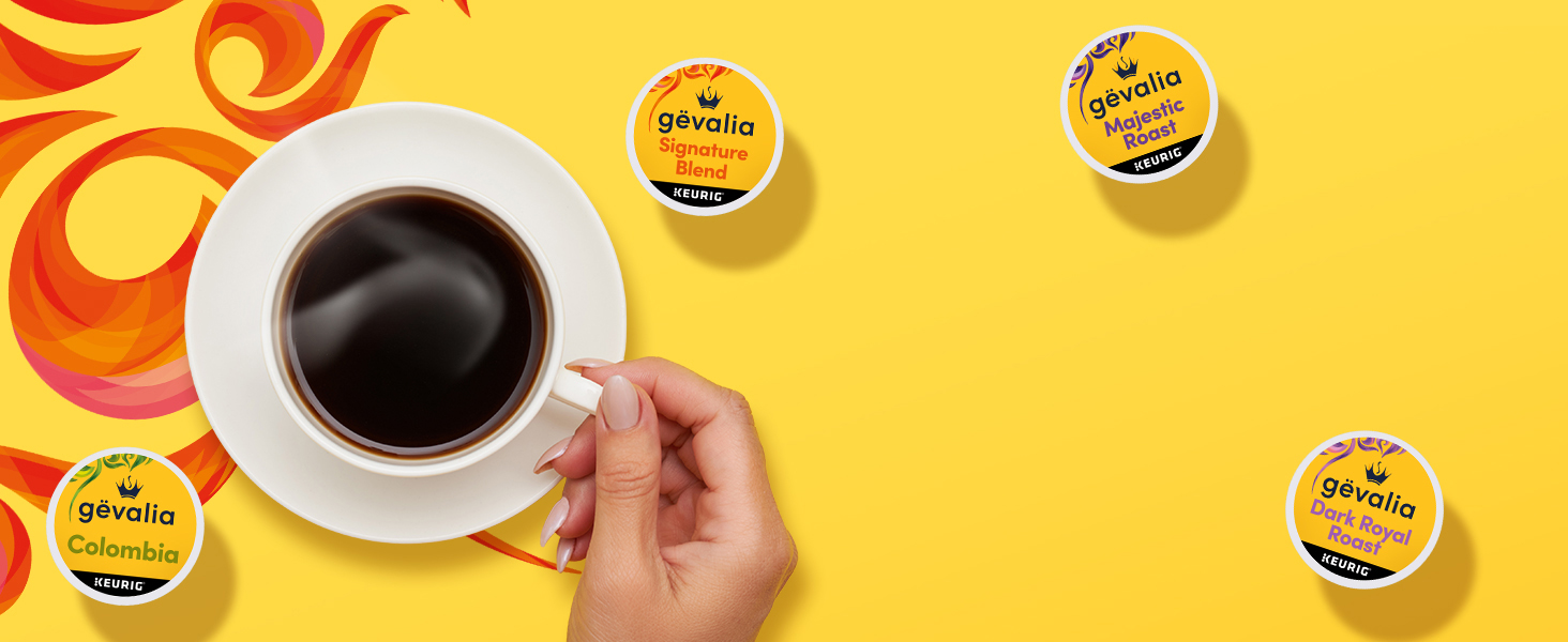 Gevalia k-cups with coffee mug