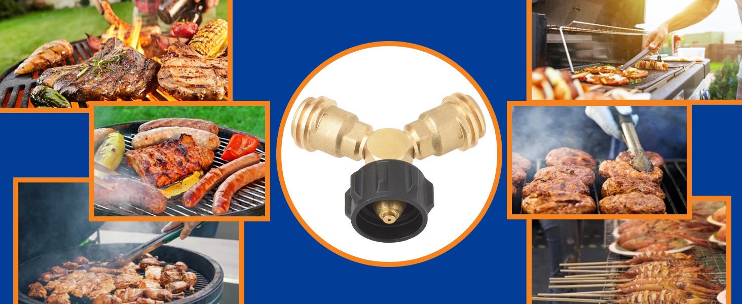 Flame King Y-Splitter Adapter with Valves, 2-Way LP Connector for 20LB Propane Tank Cylinders