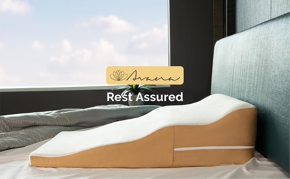 Contoured bed wedge pillow on mattress