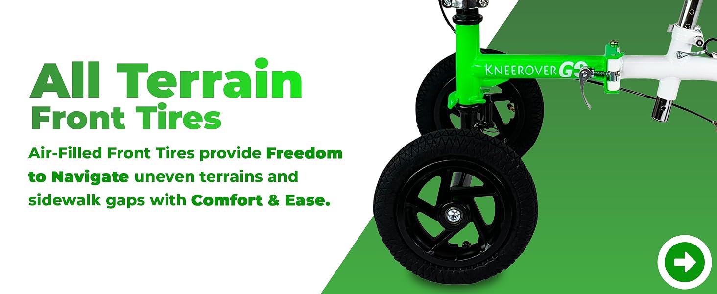 All Terrain heavy duty active mobile mobility outdoor rugged air filled comfort tires kneerover