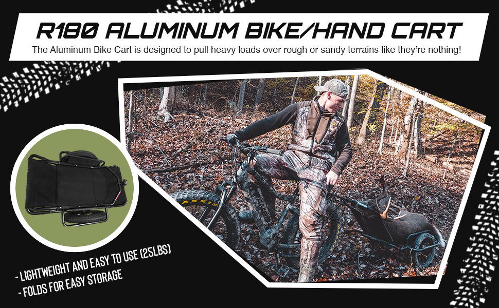 The R180 Bike Cart is designed to pull heavy loads over rough or sandy terrains like they’re nothing