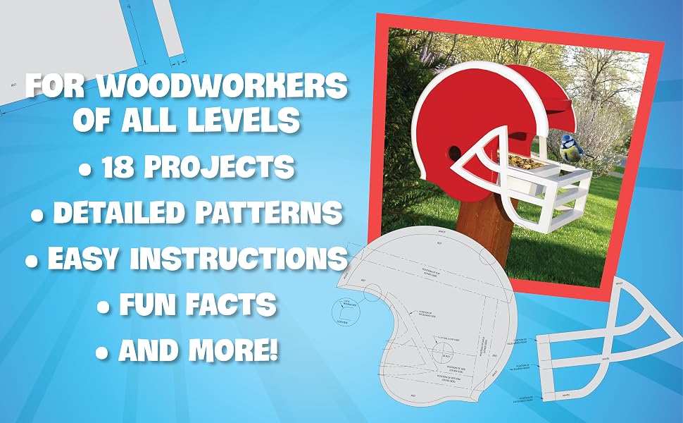 Photo of a birdhouse shaped like a football helmet and the pattern for how to make it.