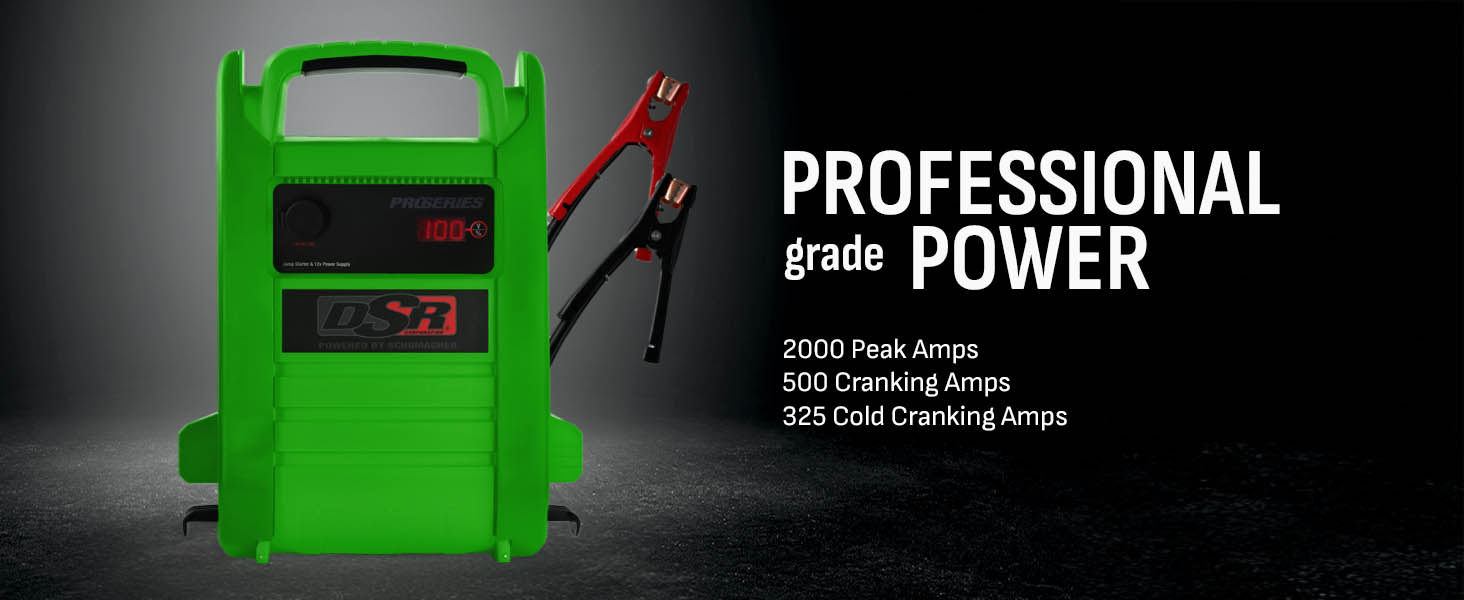 The DSR168G car battery jump starter and portable power station is designed for professionals.