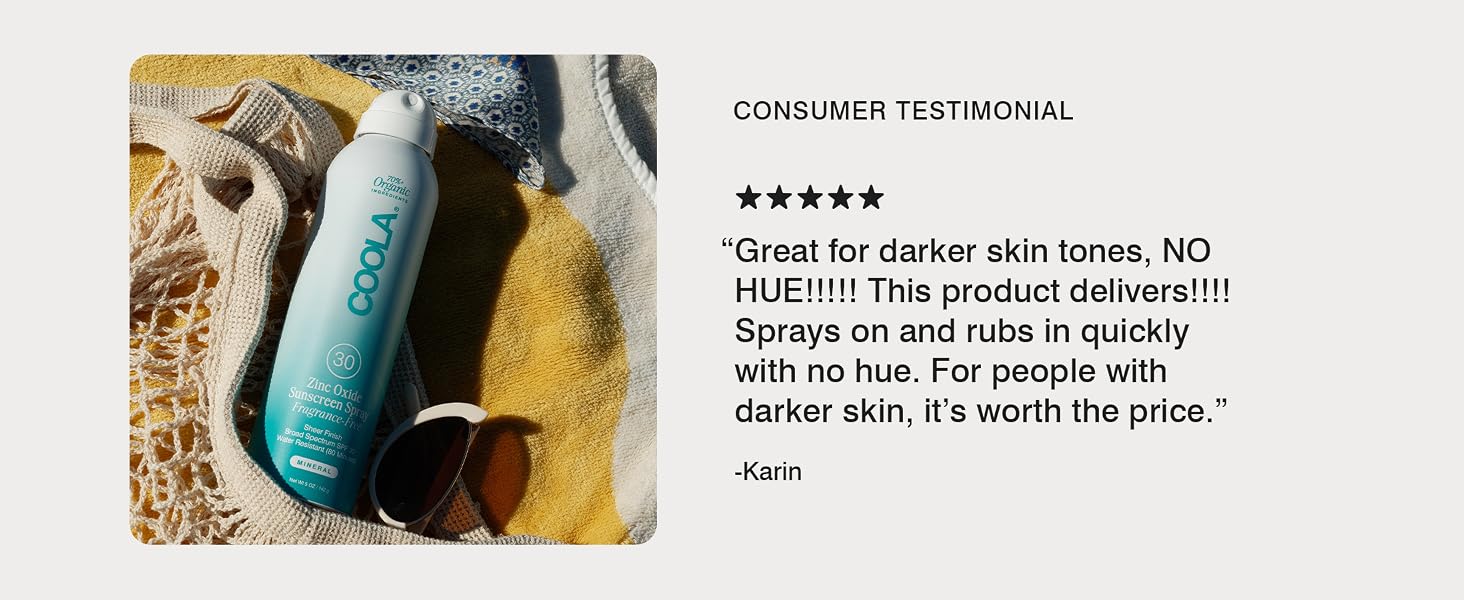 consumer testmonial- Great for darker skin tones, NO HUE! !Sprays on and rubs in quickly