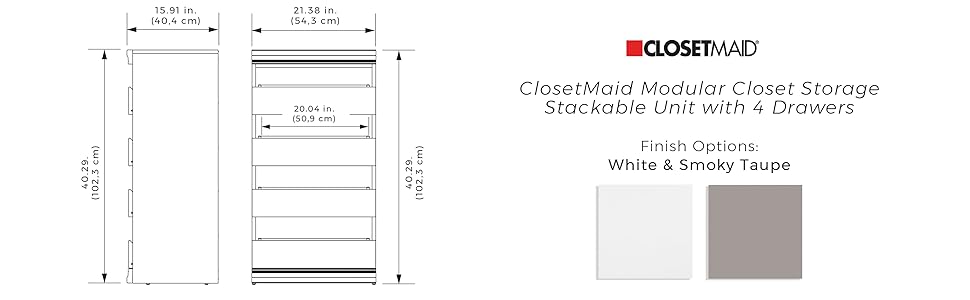 Modular Storage Drawer Unit Available in White &amp;amp; Taupe Finish