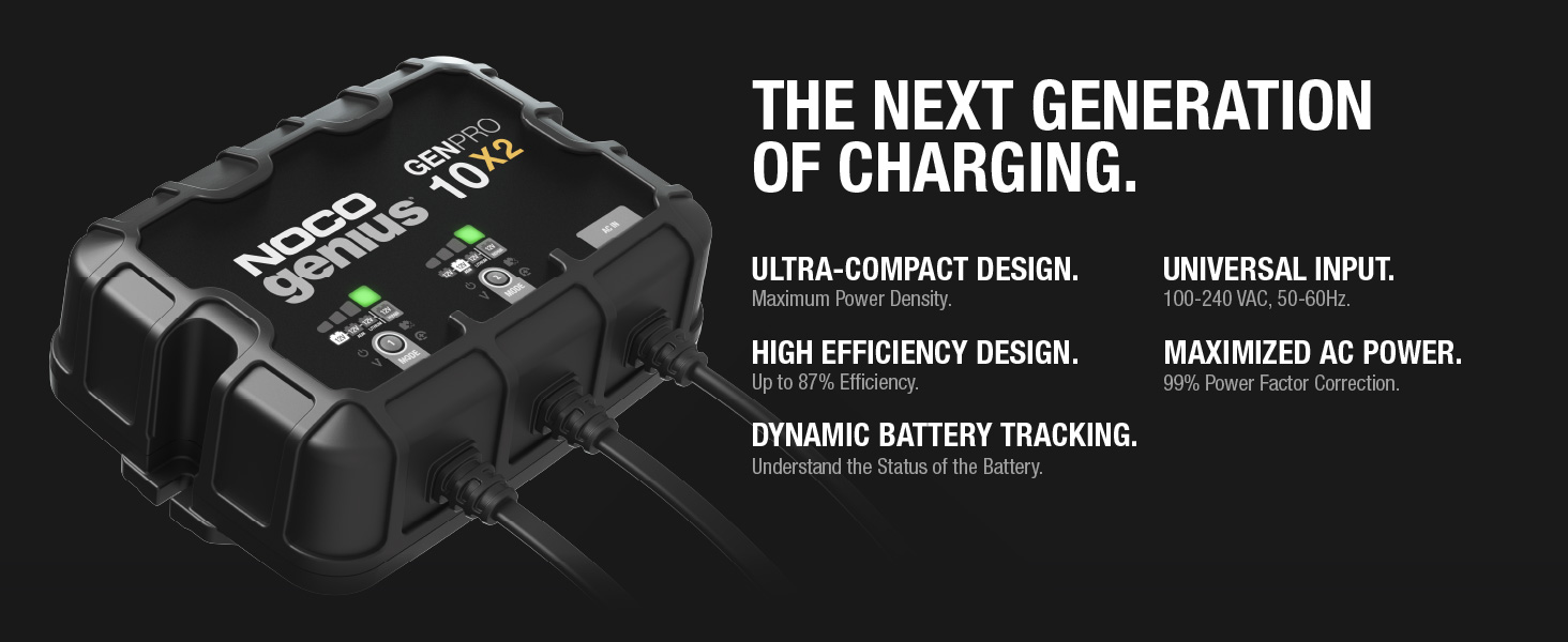 NOCO Genius GENPRO10X2, 2-Bank, 20A, Smart Marine Charger, 12V Onboard Battery Charger, Maintainer