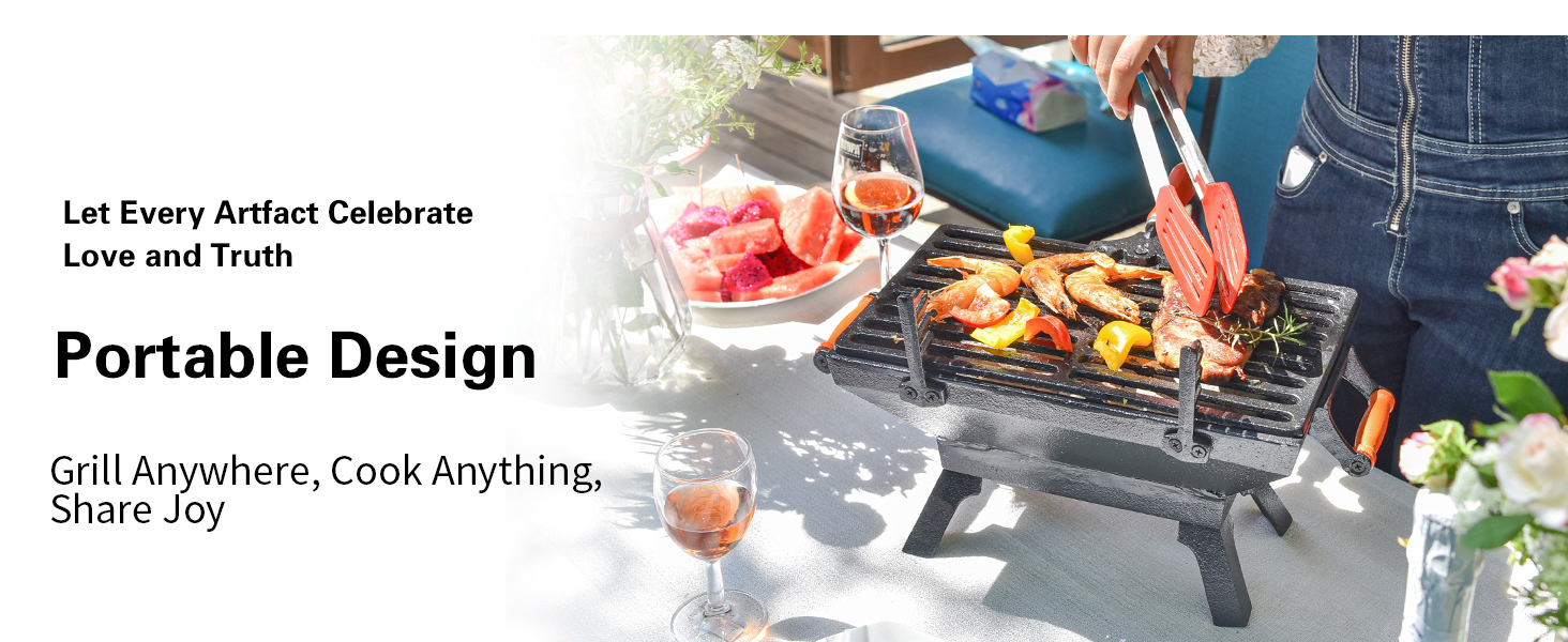 portable design with the perfect size to cook different food on the tabletop