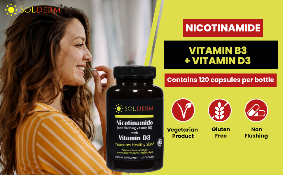 solderm properties niacinamide vitamin b3 500mg vegetarian gluten free non flushing