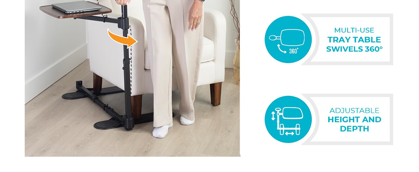 stander wonder tray plus, sitting and standing aid for seniors, side table, laptop stand, tv tray