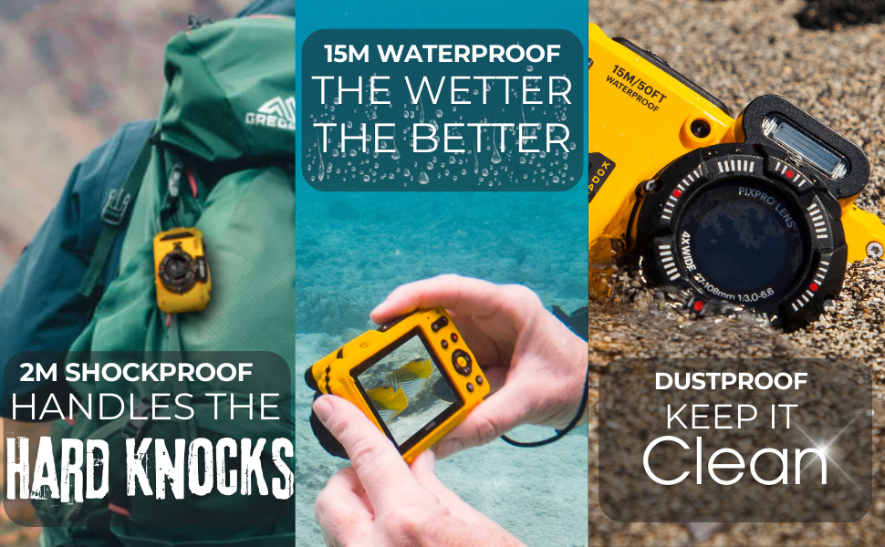 2M Shockproof, 15M Waterproof, Dustproof