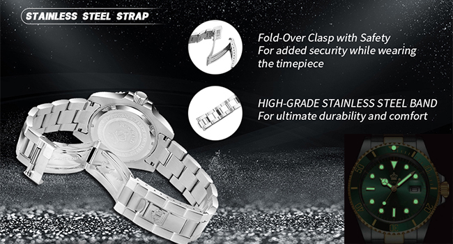 Mens Luxury Watches Rotatable Bezel Sapphire Glass Luminous Hand