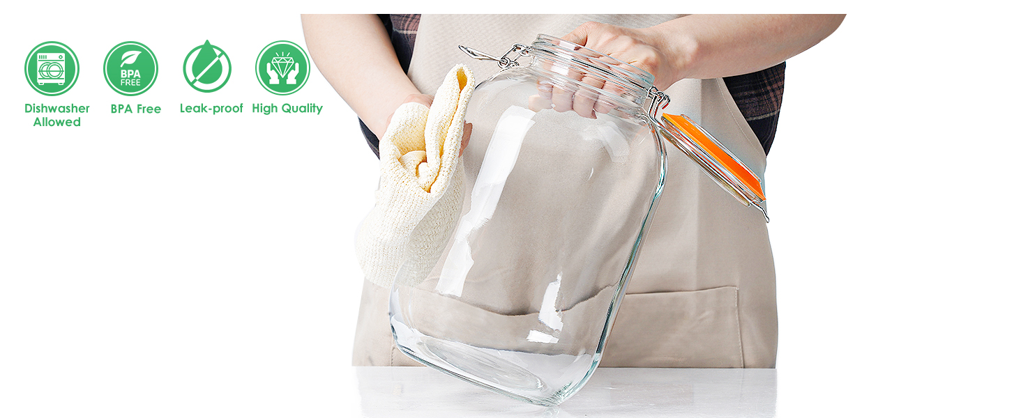 These airtight jars are made of food-grade glass, non-toxic, tasteless, and 100% BPA-free.