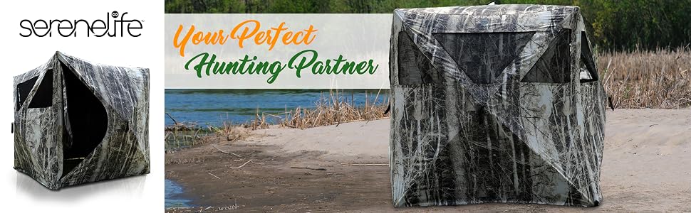 Two Person Hunting Blind - Water Resistant Durashell Plus Hunting Ground Blind Tent Pop Up Blinds
