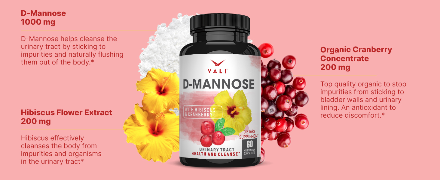 Dmannose D Mannose D-Mannose Urinary Tract Health Cranberry Bladder Yeast Cleanse UT Support Pills
