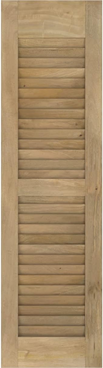 12"W x 72"H Americraft Two Equal Louver Exterior Real Wood Shutters (Per Pair), Unfinished