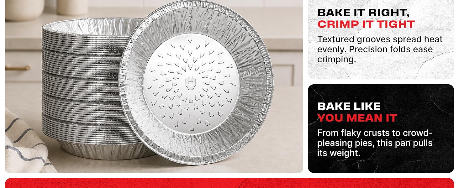 Round pie baking pan with nonstick surface for pies, tarts, cheesecakes, and pastry baking