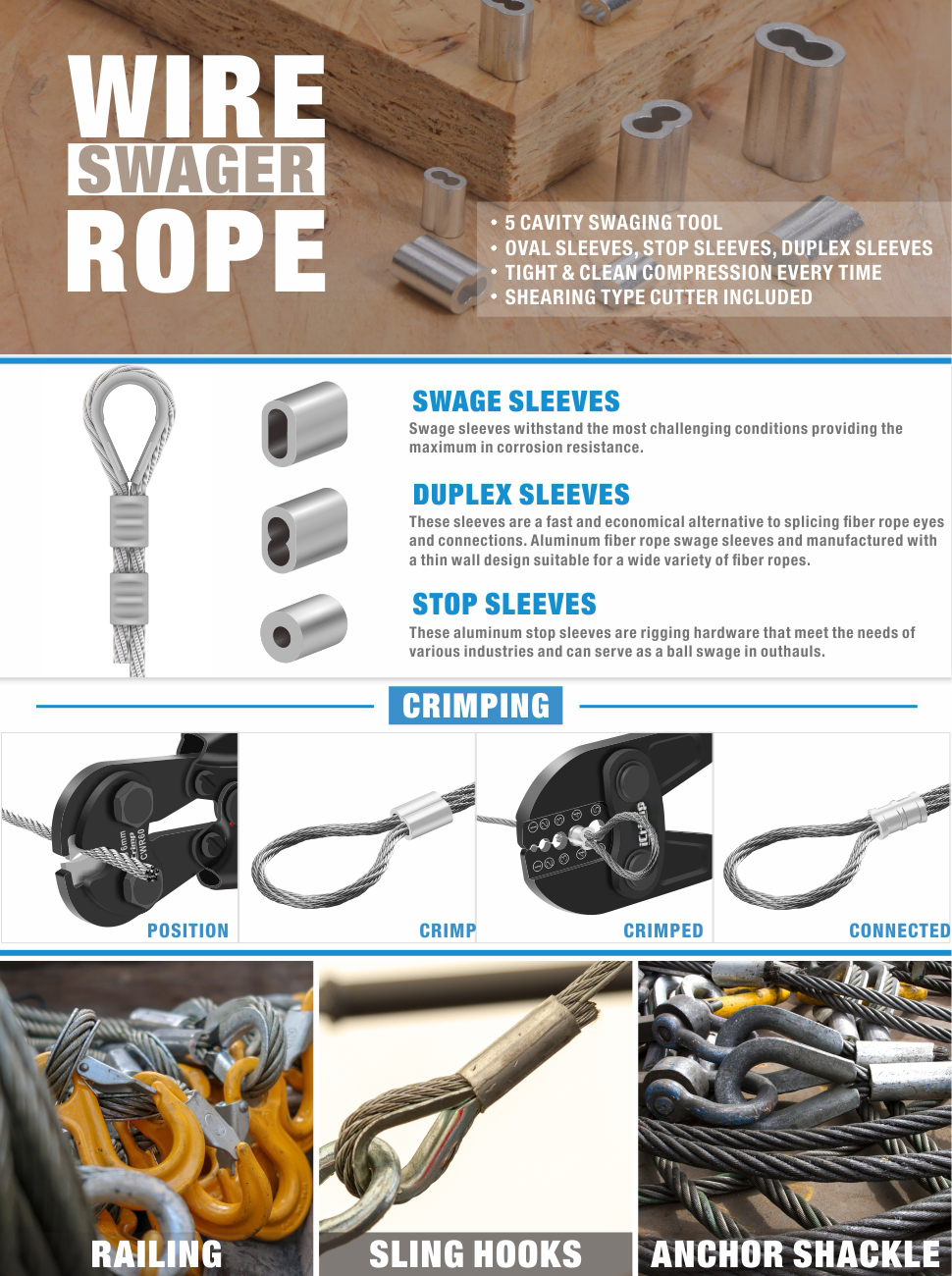 iwiss wire rope swaging tool crimping tool wire rope ferrule stop sleeve duplex sleeve