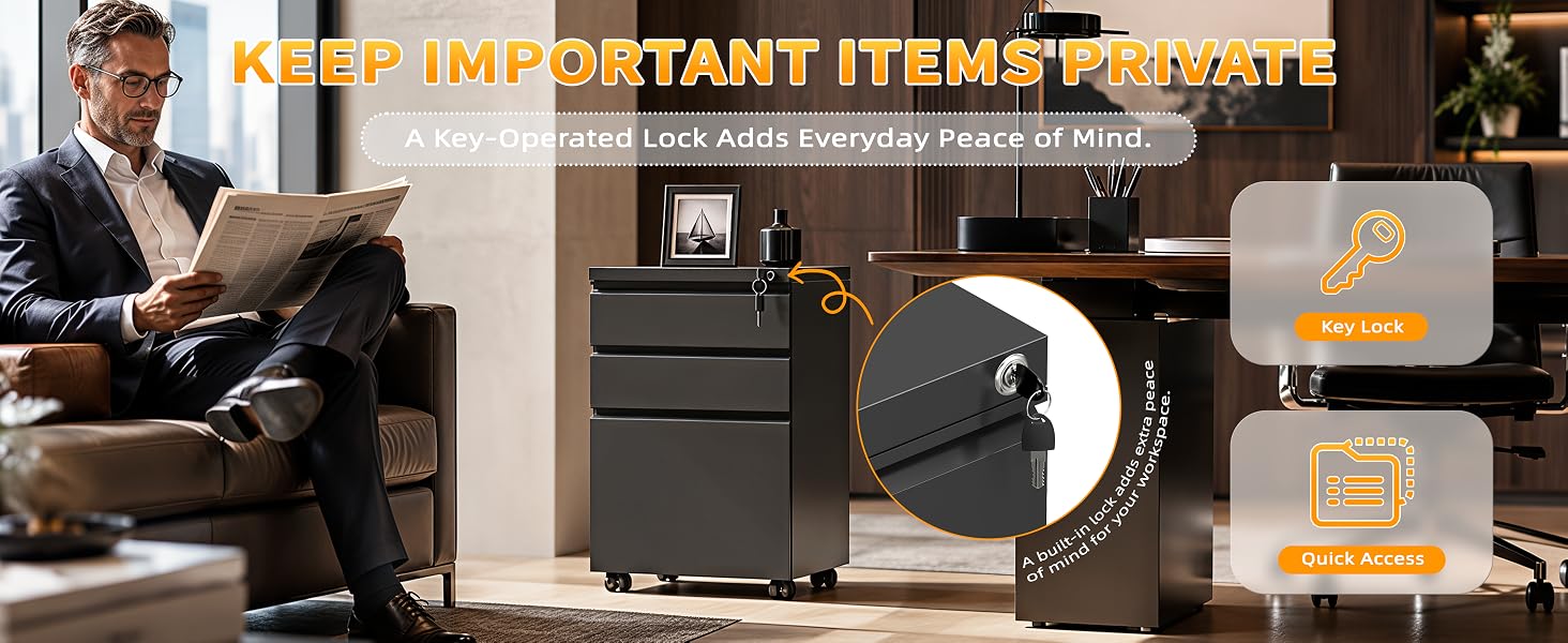 KEEP IMPORTANT ITEMS PRIVATE A Key-Operated Lock Adds Everyday Peace of Mind.