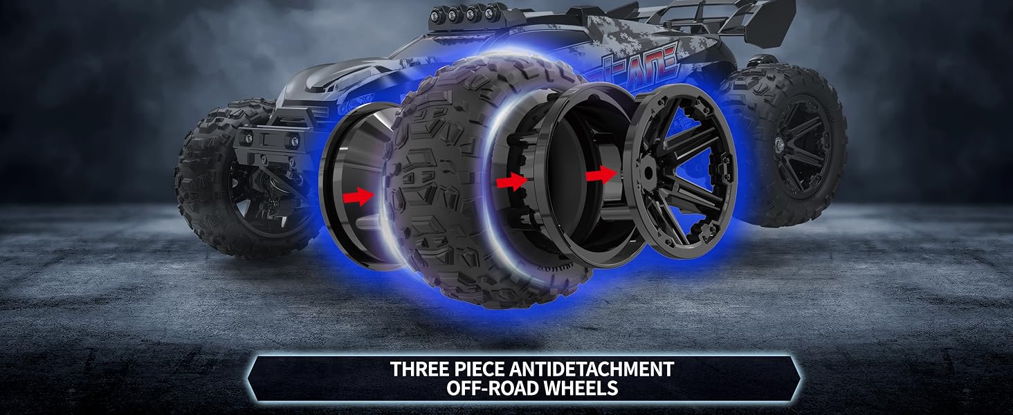 THREE PIECE ANTIDETACHMENT OFF-ROAD WHEELS