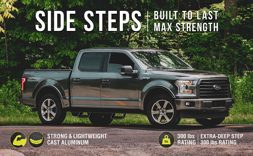 Bully,side step,truck accessories,durable,support,anti-slip,easy to install,rugged,customizable,pair