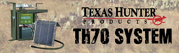 Texas Hunter 12-Volt Game Feeder Bundle - Model TH70 + Battery + SP12 Solar Charger