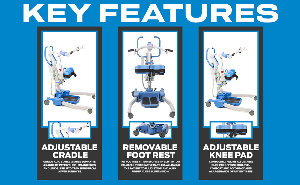 Hoyer Journey adjustable cradle, removable foot rest, adjustable knee pad