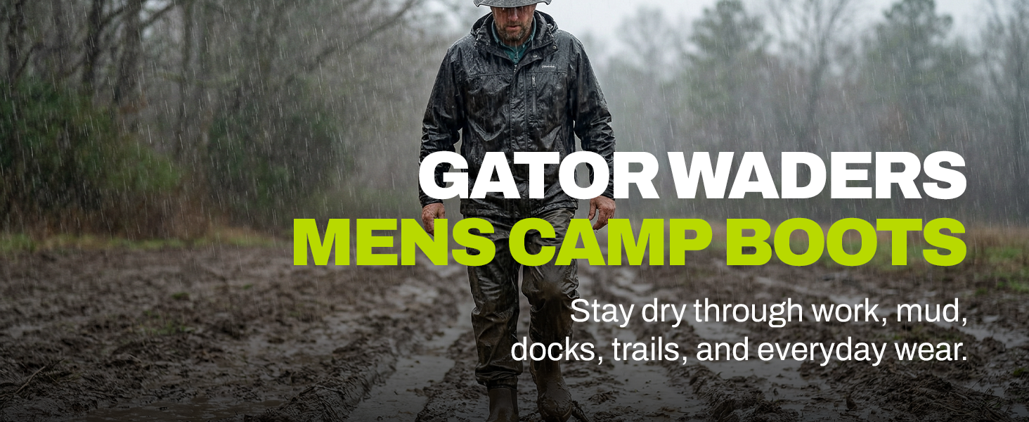 Gator Waders Mens Camp Boots - Durable Slip-Resistant Neoprene Lined Waterproof Ankle Boots
