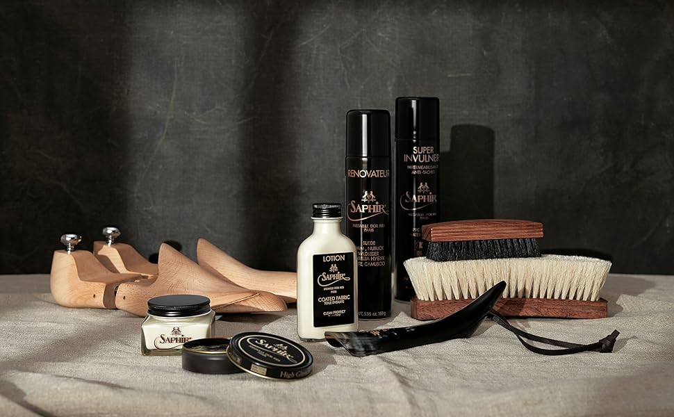 Saphir polish cream leather care invulner protector mirror gloss patina shine shoes Real horn