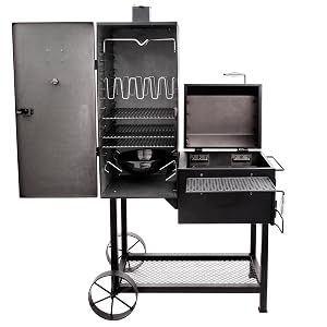 bandera;vertical;offset;smoker;charcoal;wood;burning;fuel;lump;briquette;alder;oak;hickory;pecan;ash