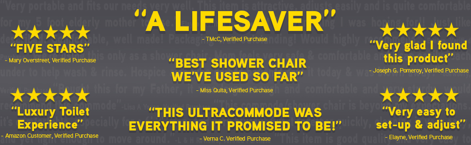 real quoted reviews taken from verified purchases listed below. One states luxury toilet experience