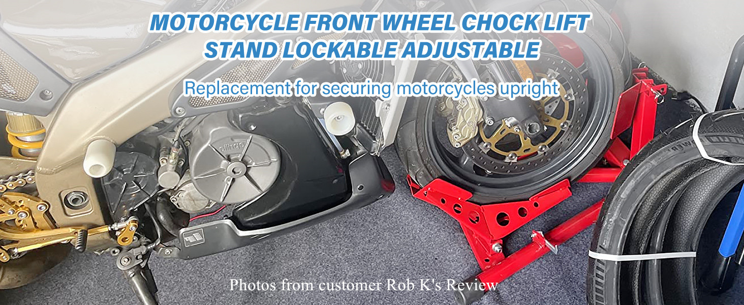 43 Motorcycle front wheel chock lift stand
