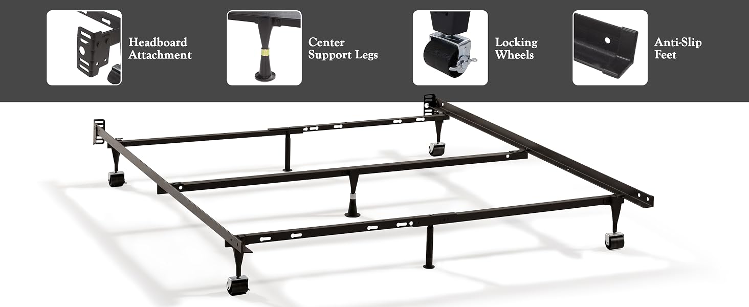 7-Leg Heavy Duty Metal Bed Frame