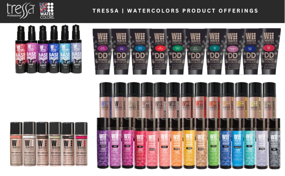 red shampoo,pink shampoo,root concealer spray,base drops color, blue shampoo
