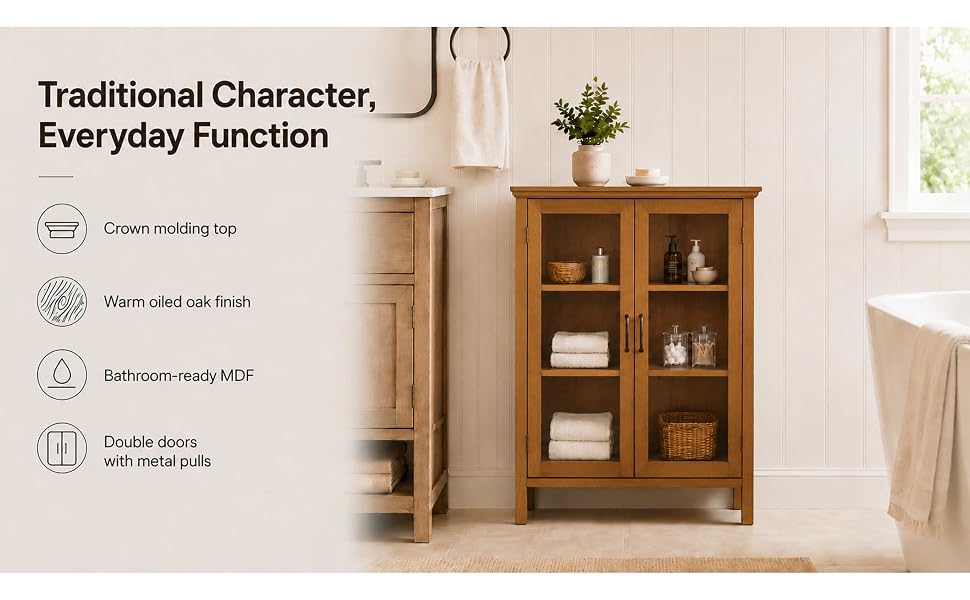 freestanding cabinet designed for the daily routine allowing you to keep different items inside