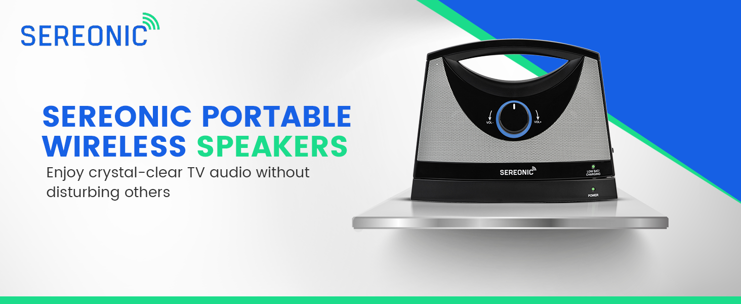 SEREONIC Wireless TV Speakers for hard of hearing seniors and elderly hearing aid clips