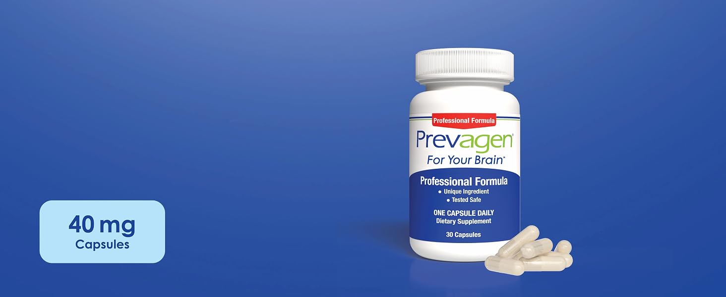 Prevagen Professional Formula 40mg 30 capsules on blue background