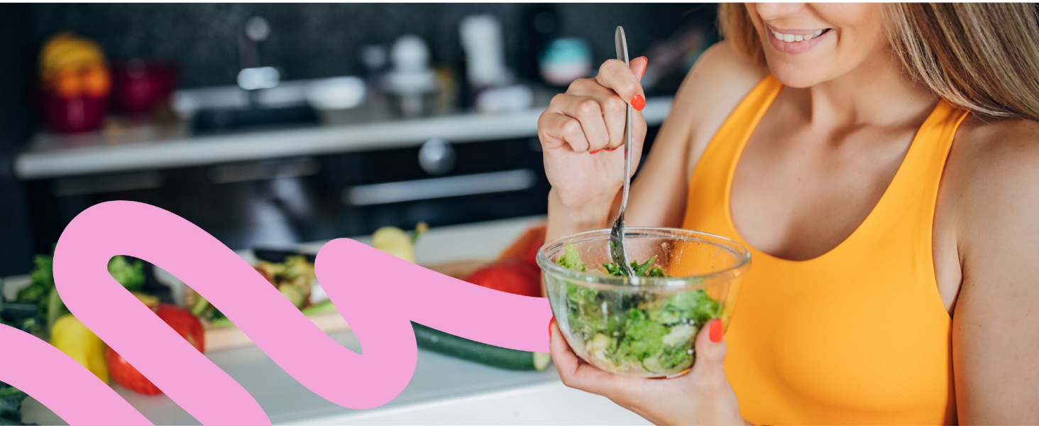 woman eating a salad