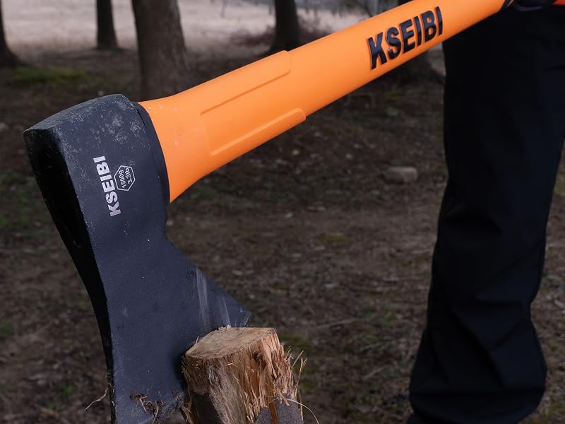 chopping wood with large axe
