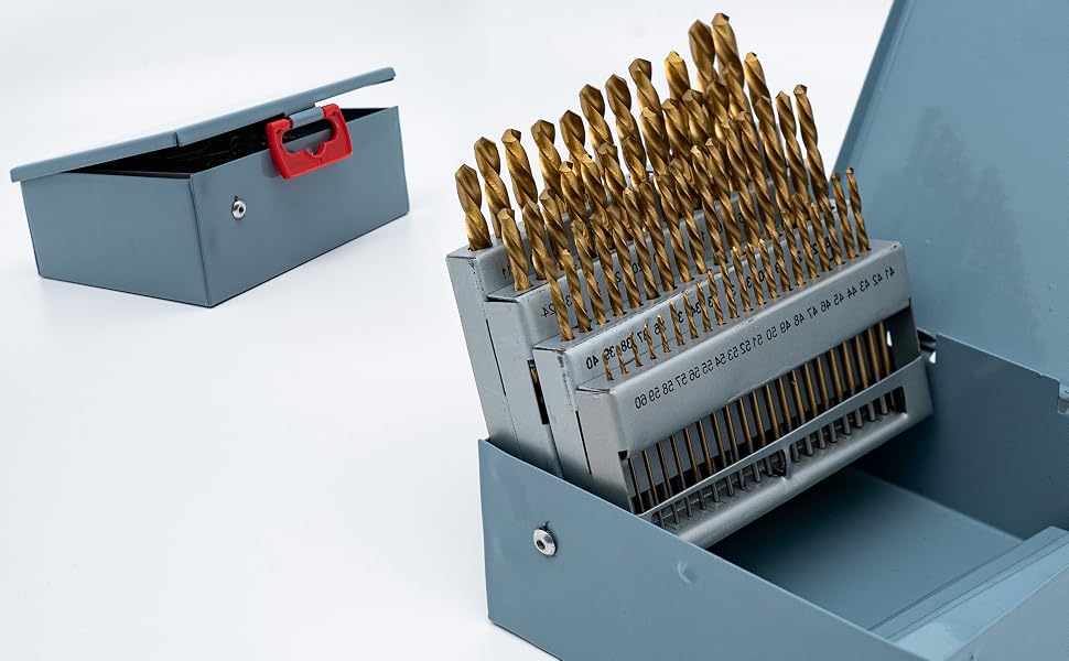 LLDSIMEX 60 Piece 1#-60# Titanium Nitride Coated Numbered Drill Bit Set