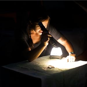 Camping light auto brightness beam rechargeable technology included charging cord multiple modes