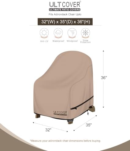 ULTCOVER Waterproof Patio Chair Cover, 35W x 38D x 34H in